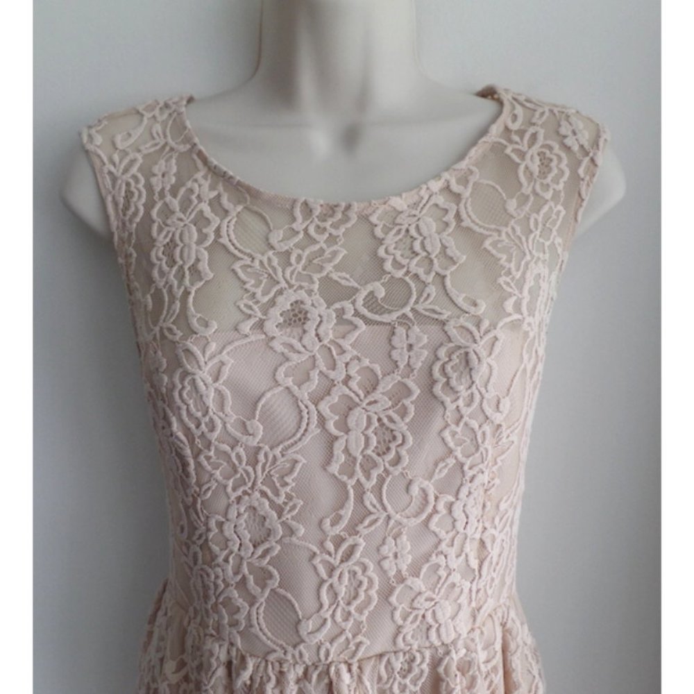 ZARA WOMAN Nude Lace Sleeveless Dress, sz S - Picture 8 of 10